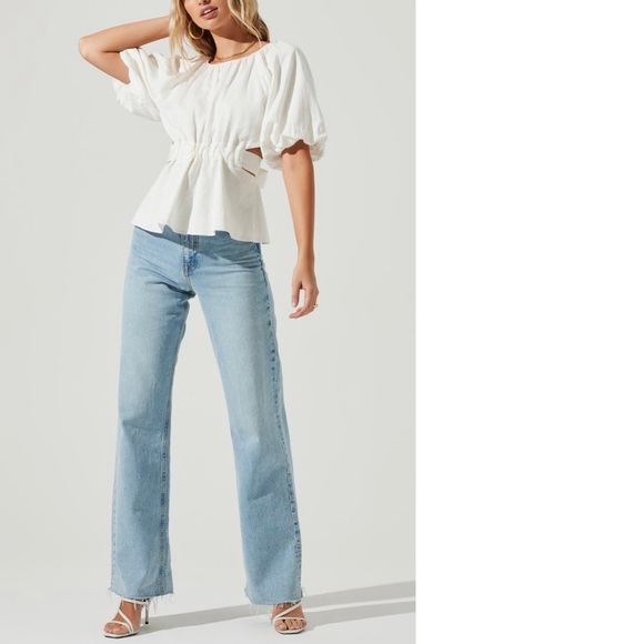 ASTR the label Vendetti open back linen blend top size S - Picture 3 of 5